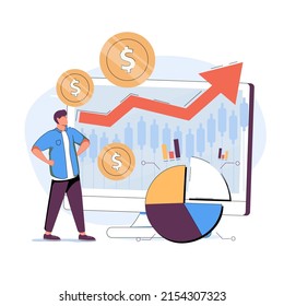 Global economy abstract concept vector illustrations. Financial investments, broker. Stock market and intellectual capital concept. Global business, monetary. World economy growth after covid crash.