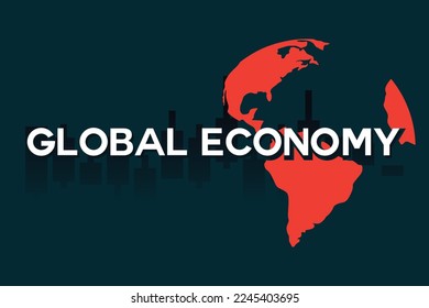 Global Economy business with falling arrow and world map