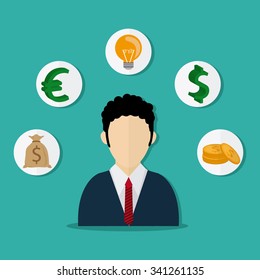 Global economy concept and business icons design, vector illustration 10 eps graphic.