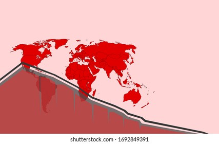 Global economy crisis, business and financial concept illustration vector. Copy space.