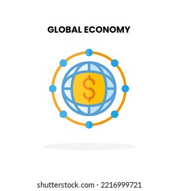 Global Economy flat icon. Vector illustration on white background. Can used for digital product, presentation, UI and many more.