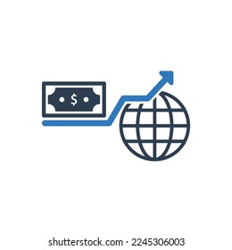 Global Economy Growing Icon Sign Symbol