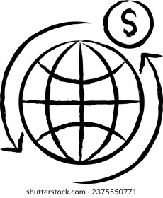 Global economy hand drawn vector illustration