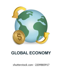 Global Economy Icon. 3d Illustration From Economic Collection. Creative Global Economy 3d Icon For Web Design, Templates, Infographics And More