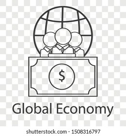 Global economy icon concept on transparency background. Business object design. Line vector illustration use for your project.