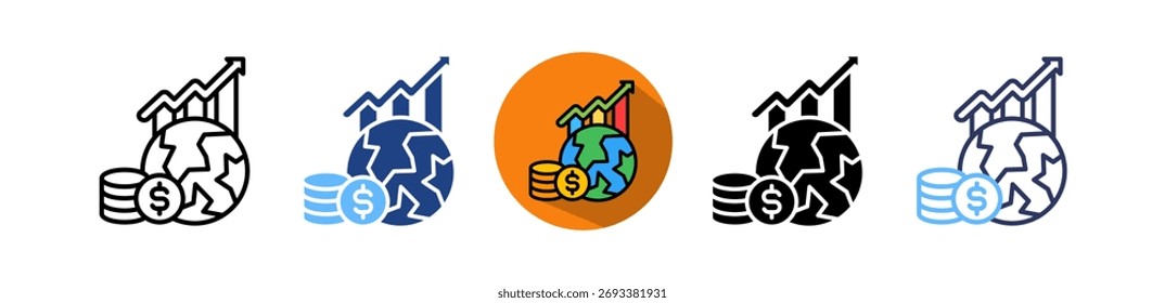Global Economy Icon Multiple Vector Illustration