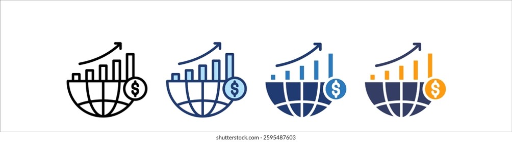 Global Economy Icon Set Multiple Style Collection