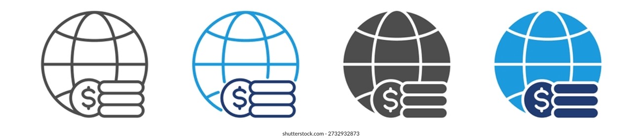 Globale Wirtschaft Symbol Set mehrere Stile