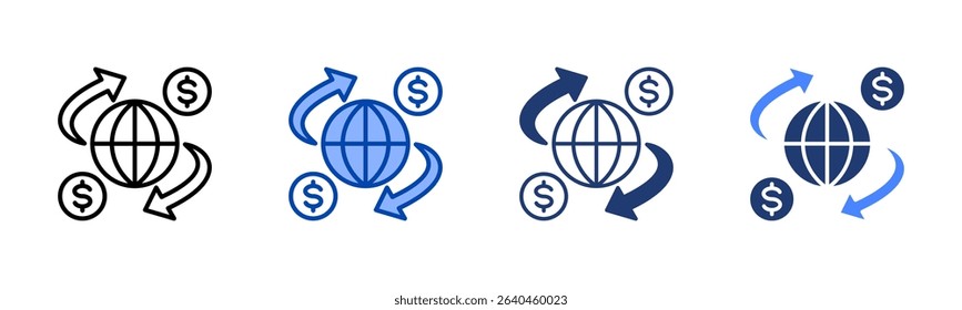 Global Economy icon sheet multiple style collection