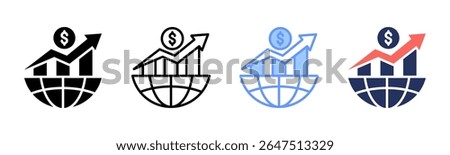Global Economy icon sheet multiple style collection