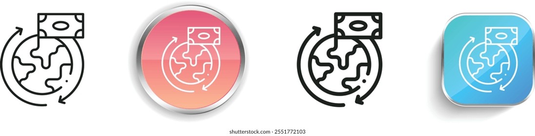 global economy icon. Thin Linear, Regular and Button Style Design Isolated On White Background
