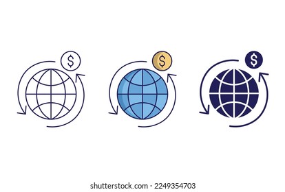 Ilustración del vector de icono de la economía mundial