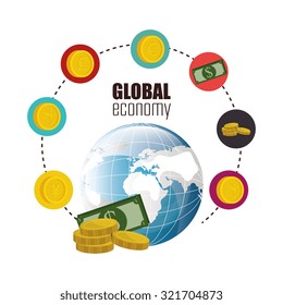 Global economy and market design, vector illustration.