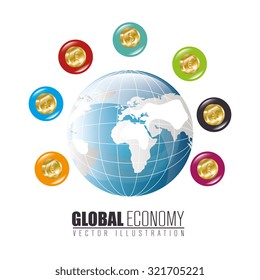 Global economy and market design, vector illustration.