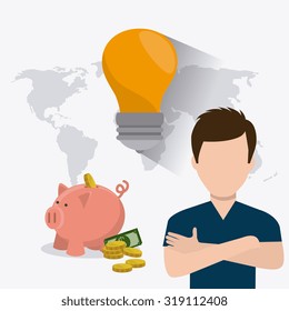 Global economy, money and business design, vector illustration