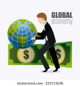 Global economy, money and business design, vector illustration