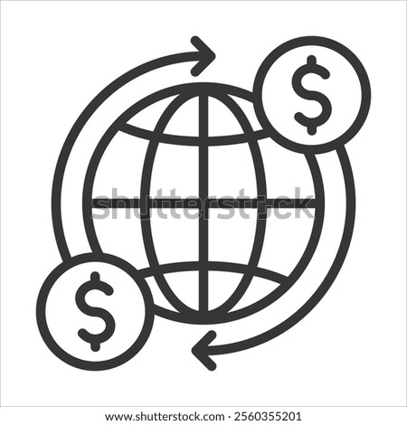 Global Economy Outline Icon Vector Illustration