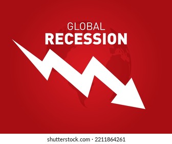 Global Economy Recession And Declining World Business Crisis Or International Decline And Economic Concept. Effect Of Recession On US Economy.