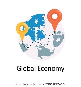 Icono plano de diseño del vector de economía global. Símbolo de finanzas sobre archivo EPS 10 de fondo blanco