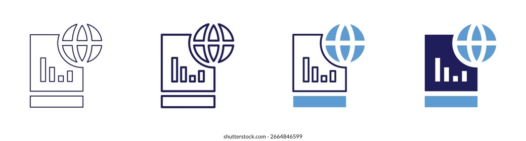 Global ecosystem icon in 4 different styles. Thin Line, Line, Bold Line, Duotone. Duotone style. Editable stroke.