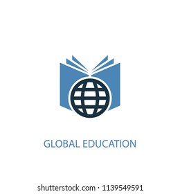 Global education concept 2 colored icon. Simple blue element illustration. Global education concept symbol design from eLearning set. Can be used for web and mobile UI/UX