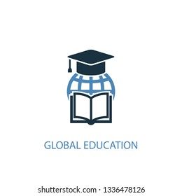 global education concept 2 colored icon. Simple blue element illustration. global education concept symbol design. Can be used for web and mobile UI/UX