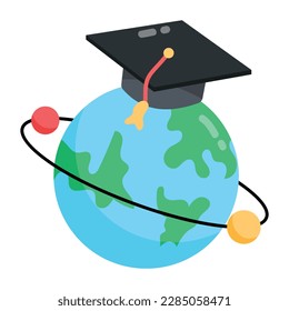Global education concept sticker in flat style 