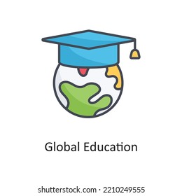 Global Education Filled Outline Vector Icon Design illustration on White background. EPS 10 File