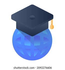 Das Symbol für globale Bildung mit flachem Stil ist editierbar 