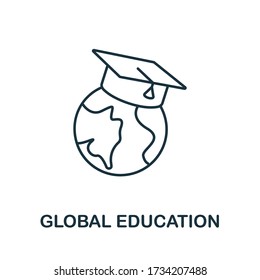 Icono de Educación Global de la colección de educación. Línea simple Icono de Educación global para plantillas, diseño web e infografías