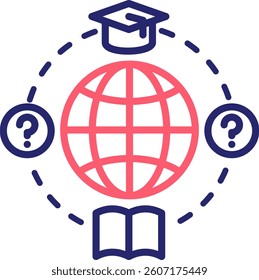 Global Education Icon Color Vector Illustration