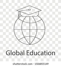 Global education icon concept on transparency background. Flat vector illustration use for your web page