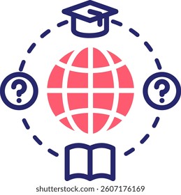 Global Education Icon Fill Vector Illustration