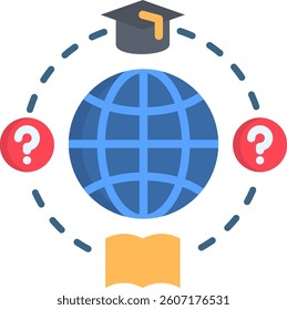 Global Education Icon Flat Vector Illustration