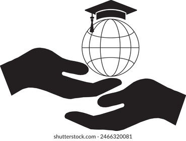 Global education icon, global education logo, higher education vector illustration, global education vector illustration, scholarship icon, scholarship logo, higher study