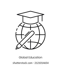 global education icon. Outline style icon design isolated on white background