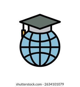 Global education icon representing worldwide learning and graduation