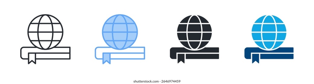 Global Education Icon Set Multiple Style. Designed In Outline, Blue, Glyph, Dual Tone