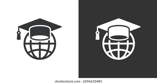 Ícone Educação Global. Ícone de série de glifos sólidos