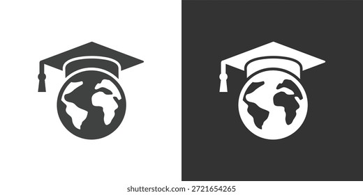 Ícone Educação Global. Ícone de série de glifos sólidos