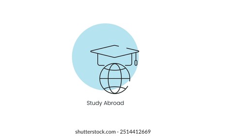 Jornada de Educação Global: Estudar no Exterior e Temas de Viagem Ícone Vetor