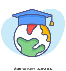 Educación global, educación, aprendizaje Conceptos modernos de diseño plano, concepto de ilustración vectorial de calidad premium. Símbolo vector.