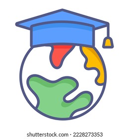 Globale Bildung, Bildung, Lernen Moderne Konzepte flaches Design, hochwertiges Vektorgrafik-Konzept. Vektorsymbol.
