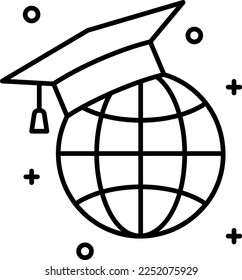 Globale Bildung, Zeilensymbol auf transparentem Hintergrund. Globale Bildung - Leitfaden, Vektorsymbol