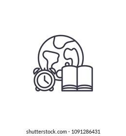 Global education linear icon concept. Global education line vector sign, symbol, illustration.