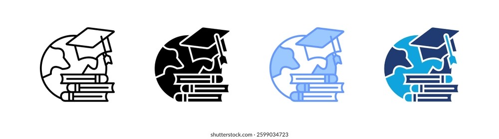 Global Education Multi Style Icon Set Vector