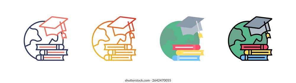 Global Education Multi Style Icon Set Vector