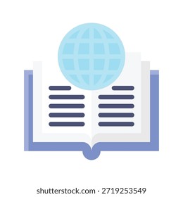 Globale Bildung Studie Buch Vektorgrafik, flache Stil Symbol.