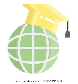 Icono plano del vector de educación global, icono escolar y educativo
