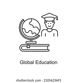 Global Education vector Outline Icon Design illustration. Educational Technology Symbol on White background EPS 10 File